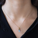 Ciondolo vintage in oro 9K con topazio azzurro, anni ‘70