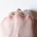 Vintage 14 Karat Gelb- und Weißgold mit Saphir (ca. 0.35 ct) und Diamanten (ca. 0.08 ctw), Gänseblümchenring, 50er/60er Jahre