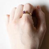 🔮 Anello vintage in oro 18K con ametista, anni ‘60