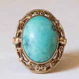 8K gold ring with turquoise, 1940s