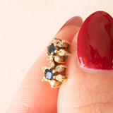 Vintage Gänseblümchen-Ohrringe aus 14 Karat Gelbgold mit Saphiren (ca. 0.10 Karat) und Diamanten (ca. 0.24 Karat), 60er/70er
