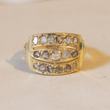 Vintage 18K gold ring with rosette cut diamonds, 1950s