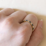 Vintage half eternity in 18K gold with sapphires and diamonds (0.30ctw approx.), 60s / 70s