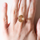 Anello vintage da cocktail in oro 18K con quarzo citrino (6ct ca.), anni ‘50/‘60