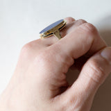 Anello vintage da sigillo in oro 14K con lapislazzuli, anni ‘50/‘60