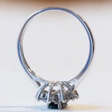 Vintage 18 Karat Weißgold Saphir (ca. 0.50 ct) und Diamanten (ca. 0.05 ctw) Gänseblümchenring, 60er Jahre