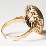 Vintage 9K Gelbgold Ring mit grüner Jade, 60er/70er Jahre
