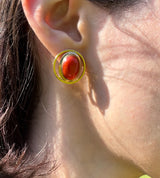 Boucles d'oreilles vintage en or 18 carats et corail, années 50/60