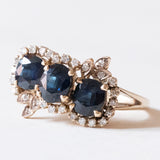 Vintage 14K gold ring with sapphires and diamonds (0.28ctw approx.), 70s