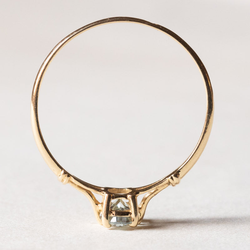 Anello vintage in oro 18K con acquamarina, anni ‘50/‘60
