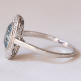 Art Deco platinum and 18K white gold aquamarine and diamond ring, 30s