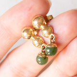 Vintage-Tropfenohrringe aus 14-karätigem Gelbgold mit grüner Jade, 70er Jahre