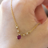 Vintage necklace in 18K gold with ruby and diamonds (0.08ctw approx.), 70s / 80s