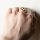 Anello vintage in oro 18K con acquamarina, anni ‘50/‘60