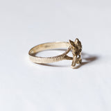 Vintage 14K gold rose decorated ring, 60s / 70s