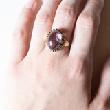 Vintage 8K gold cocktail ring with cabochon cut amethyst, 1950s / 1960s