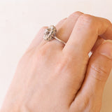 Bague marguerite vintage en or blanc 18 carats avec diamants (env. 0,80 ct), 1960