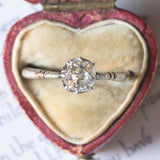 Retro-Solitär aus 18 Karat Weißgold mit altem Diamanten im Minenschliff (ca. 0.80 ct), 40er Jahre