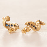 Vintage Ohrringe aus 18 Karat Gold mit Saphiren und Diamanten, 60er/70er Jahre