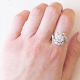 Anello vintage in oro bianco 18K con diamanti (1.50ctw ca.), anni ‘70/‘80