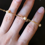 Semi-rigid vintage 14K gold bracelet with pearls, 70s
