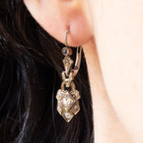 Art-Deco-Platinohrringe mit Diamanten im alten Minenschliff (ca. 0.30 Karat) und Diamanten im Rosettenschliff, 30er Jahre