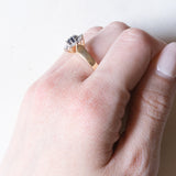 Vintage 14 Karat Gelb- und Weißgold mit Saphir (ca. 0.35 ct) und Diamanten (ca. 0.08 ctw), Gänseblümchenring, 50er/60er Jahre