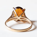 🎃 Anello vintage da cocktail in oro 18K con quarzo citrino, anni ‘50/‘60