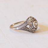 Art Nouveau-Art Deco transition ring in 14K gold and silver with diamonds, 1920s / 1930s