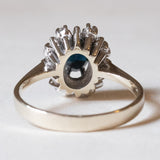 Vintage Ring aus 14 Karat Weißgold mit Saphiren (ca. 1.15 ct) und Diamanten (ca. 0.12 ctw), 70er Jahre