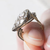 Liberty-Ohrringe aus 14 Karat Weißgold und Silber mit Diamanten im alten Minen- und Rosenschliff (ca. 2 Karat), 10er/20er Jahre