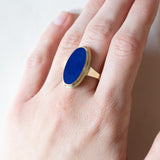 Anello vintage da sigillo in oro 14K con lapislazzuli, anni ‘50/‘60