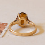 Solitaire ring in 18K gold with citrine quartz, 1960s