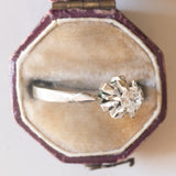 Solitaire vintage en or blanc 18 carats avec diamant taille ancienne européenne (0.25 ct environ), années 70