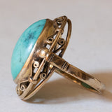 8K gold ring with turquoise, 1940s