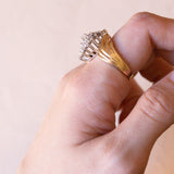 Vintage 14K gold ring with brilliant cut diamonds (1ctw approx.), 70s