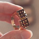Vintage 18K gold ring with garnets, 70s / 80s