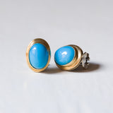 Vintage 18K gold earrings with turquoise, 1960s