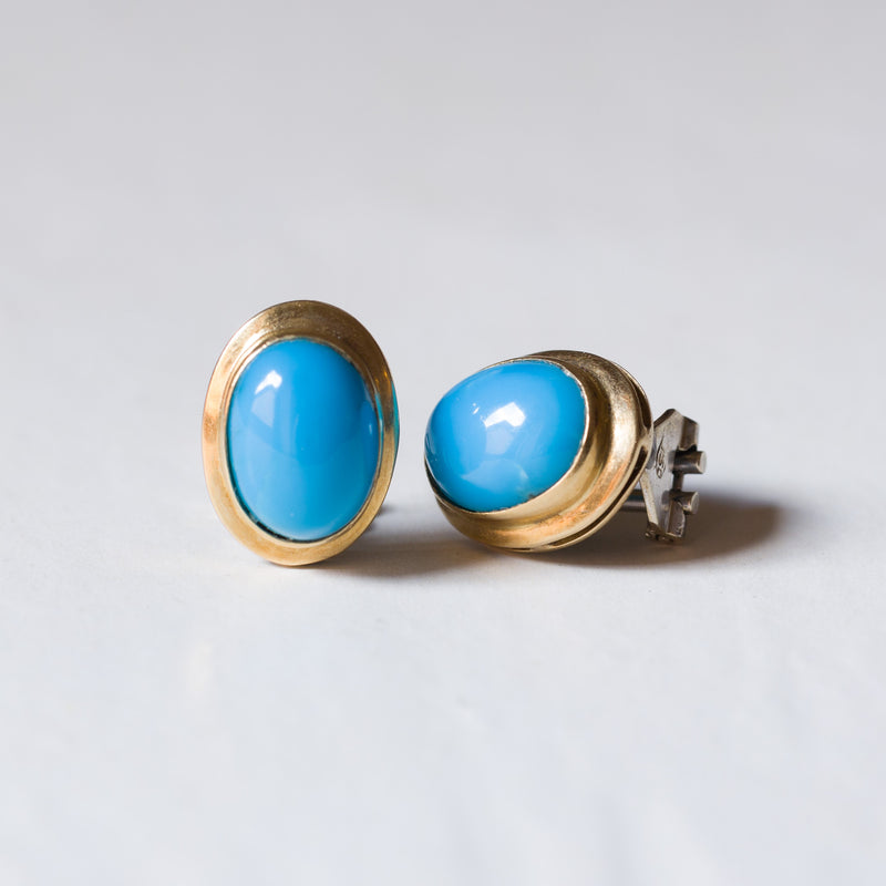 Boucles d'oreilles clip années 60 imitation turquoise sur Boucles d'oreilles clip années 60 imitation turquoise sur