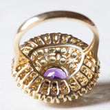 Vintage 8K Gold Patch Ring mit Amethyst (ca. 1.10 ct) und Peridots (ca. 1.50 ctw), 70er Jahre