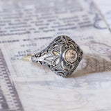 Art Nouveau ring in 14K gold and silver with a diamond of approx.0.50ct, 1920s