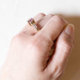 Винтажное кольцо с бриллиантом из 9-каратного золота и розовой шпинели, 80-е годы