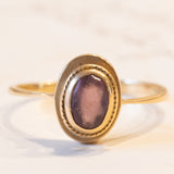 Anello vintage in oro 18K con pasta di vetro viola, anni ‘50