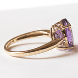 Anello vintage da cocktail in oro 8K con ametista (4.30ct ca.), anni ‘70/‘80