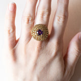 Vintage 8K Gold Patch Ring mit Amethyst (ca. 1.10 ct) und Peridots (ca. 1.50 ctw), 70er Jahre