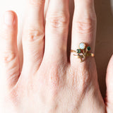 Antiker Ring aus 18 Karat Gold mit Opal und grünem Glaspaste, 10er/20er Jahre