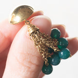 Orecchini vintage in oro 18K con perline di agata, anni '70
