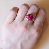 Vintage 18K gold ring with pink topazes, 1970s