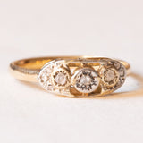 Anello antico in oro giallo 18K e argento con diamanti di taglio rosetta, anni ‘20/‘30