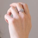 Vintage Gänseblümchenring aus Platin mit Diamanten (ca. 0.75 ctw), 60er